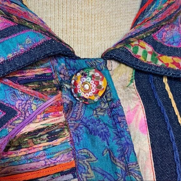 Colorful Jacket Sandy Starkman Art to Wear Hippie Bohemian Silk Blend Sz Large - Picture 6 of 10